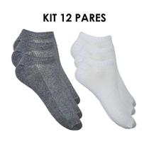 Kit 12 Pares Meias Soquete Algodão Tam 34 ao 39