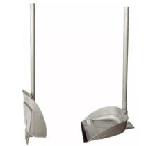 Kit 12 Pás De Lixo Dobrável Cinza Com Cabo 90cm