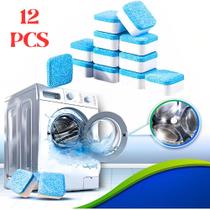 Kit 12 Pastilha Tablete Higieniza Limpa Tambor De Máquina Lavar Roupa Comprimido Efervescente Limpador Lavadora Antimofo