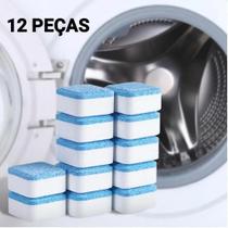 Kit 12 Pastilhas Tabletes Limpa Desinfeta Higieniza Máquina de Lavar Roupas