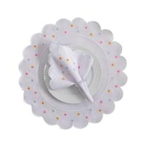 Kit 12 Pçs 6 Lugares Mesa Posta Sousplat Jogo Americano Poá Bordado Colorido