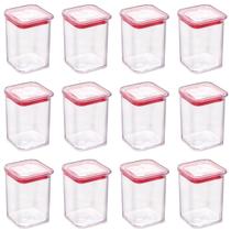 Kit 12 Pçs Potes Porta Condimentos Temperos Plasútil Acrílico Tampa Hermética Empilhável 160 mL