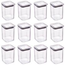 Kit 12 Pçs Potes Porta Condimentos Temperos Plasútil Acrílico Tampa Hermética Empilhável 160 mL