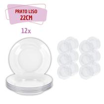 Kit 12 pçs Pratos de Vidro Transparente Buffet Fundos 22cm