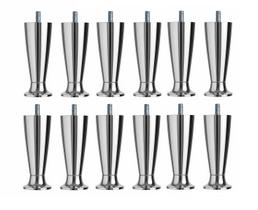 Kit 12 Pé Cama Box Queen Bipart Baú Rubi Cinza Cromado 12cm