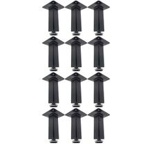 Kit 12 Pé Para Móveis Regulável Quadrado Preto 10cm em Metal