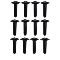 Kit 12 Pé Para Móveis Regulável Redondo Preto 10cm em Metal Kit 12 Pé Para Móveis Regulável Redondo Preto 10cm em Metal