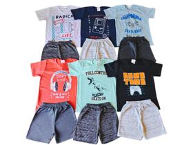kit 12 Peças 6 Camisetas e 6 Bermudas Menino Infantil kit 12 Peças 6 Camisetas e 6 Bermudas Menino Infantil