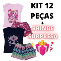 Kit 12 Peças 6 Conjunto Infantil Menina, Roupa para Menina, Roupa para criança verão
