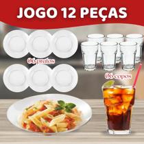 Kit 12 Peças 6 Pratos Fundos Astral E 6 Copos Redondos Nadir