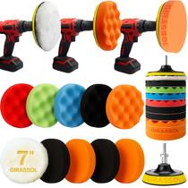 Kit 12 Peças 7 Pol. 180mm Disco Espuma Boina Lã Prato Pino M14 Polimento Automotivo KP30