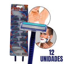 Kit 12 Peças Aparelho de Barbear Descartável 3 Lâminas C/ Fita Lubrificante Depilador Multiuso Ultra