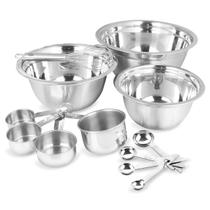 Kit 12 Peças Bowl em Aço Inox Escovado Tigelas Medidores Fouet Premium Kit 12 Peças Bowl em Aço Inox Escovado Tigelas Medidores Fouet Premium