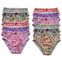 Kit 12 Peças Calcinha Infantil G Estampada Em Algodão Modelo Básico Sortidas Ótima Qualidade