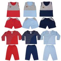 Kit 12 Peças Camiseta Calça Short Bebê Recém-nascido Menino