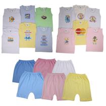 Kit 12 Peças Camiseta Regata Estampada Short Bebê - Tanran Baby