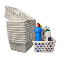 Kit 12 Peças Cesto Organizador Grande Plástico Multiuso 29x20,5 Branco