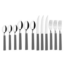 Kit 12 Peças Faqueiro Talheres Inox Riviera Brinox Cinza