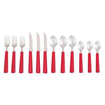 Kit 12 Peças Faqueiro Talheres Inox Riviera Brinox Vermelho