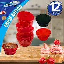 Kit 12 Peças Forma de Cupcake Silicone Muffin Forminha Tortinhas Mini Tortas Resistente Ao Calor