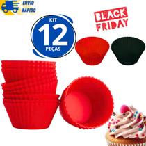 Kit 12 Peças Forma de Cupcake Silicone Muffin Forminha Tortinhas Mini Tortas Resistente Ao Calor