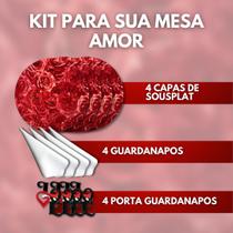 Kit 12 Peças Mesa Posta Capa+porta+guardanapo - Amor Kit 12 Peças Mesa Posta Capa+porta+guardanapo - Amor