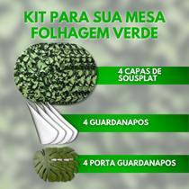 Kit 12 Peças Mesa Posta Capa+porta+guardanapo - Folhagem Verde