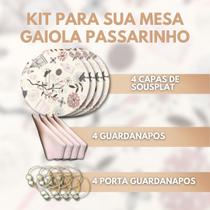 Kit 12 Peças Mesa Posta Capa+porta+guardanapo - Gaiola Passarinho