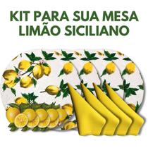 Kit 12 Peças Mesa Posta Capa+porta+guardanapo - Limão Siciliano