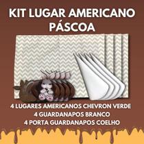 Kit 12 Peças Mesa Posta Lugar americano+porta+guardanapo - Chevron verde Kit 12 Peças Mesa Posta Lugar americano+porta+guardanapo - Chevron verde