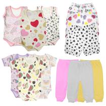 Kit 12 Peças Roupa Bebê Enxoval Verão Body Mijão Shorts