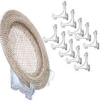 Kit 12 Peças Suporte P/ Pratos Acrílico Transparente 12,5cm Kit 12 Peças Suporte P/ Pratos Acrílico Transparente 12,5cm