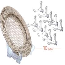Kit 12 Peças Suporte P/ Pratos Acrílico Transparente 12,5cm Kit 12 Peças Suporte P/ Pratos Acrílico Transparente 12,5cm