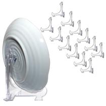 Kit 12 Peças Suporte P/ Pratos Acrílico Transparente 17,5cm Kit 12 Peças Suporte P/ Pratos Acrílico Transparente 17,5cm