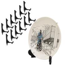 Kit 12 Peças Suporte Para Pratos e Azulejos Preto 15cm Kit 12 Peças Suporte Para Pratos e Azulejos Preto 15cm