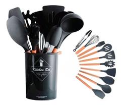 Kit 12 Peças Talher De Cozinha Utensilios Silicone Decoração - Premiun