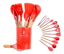 Kit 12 Peças Talher De Cozinha Utensilios Silicone Decoração Kit 12 Peças Talher De Cozinha Utensilios Silicone Decoração