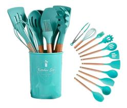 Kit 12 Peças Talher De Cozinha Utensilios Silicone Decoração - Premiun