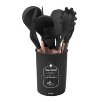 Kit 12 Peças Utensílios De Cozinha Em Silicone Preto - KE HOME