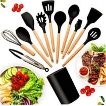 Kit 12 Peças UTENSÍLIOS DE COZINHA Talheres Silicone Madeira linha PREMIUM - OMG Kit 12 Peças UTENSÍLIOS DE COZINHA Talheres Silicone Madeira linha PREMIUM - OMG