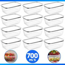 Kit 12 Peças Vasilhas Com Tampa Depósito Para Alimentos 700ml