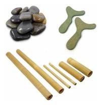 Kit 12 Pedras Quentes 06 Bambu 02 Pantalas Estetica Massagem