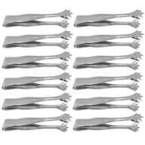 Kit 12 Pegadores de Carne 16cm Servir Churrascaria Aço Inox Pequeno Pinça Garra Buffet Restaurante