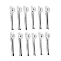 Kit 12 Pegadores Pinça Cabo Longo Ideal para Servir Salada Petiscos Salgados Restaurantes Bares
