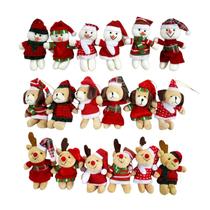 Kit 12 Pelúcia Natalina Rena Cachorro Boneco Enfeite Natal