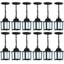 Kit 12 Pendentes 37cm Luminárias Pretas de Teto Vintage Bivolt Decoração
