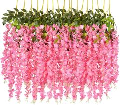 Kit 12 Pendentes Glicinia 100cm cerejeiras Flores Rosa 100cm