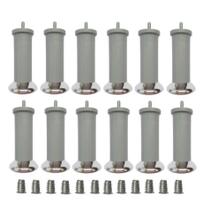 Kit 12 Pés Cama Box Queen ou King Varian Cinza C/ Base Metalizada c/ Bucha 13cm Altura Baú Ortobom