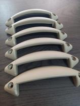 Kit 12 pés cinza com 13 cm de altura e 12 Puxador de Gavetas cinza