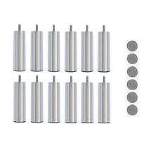 Kit 12 Pés De Cama Box ou Baú Queen King Tubo Cromado 13cm C/ Feltro Protetor Adesivo